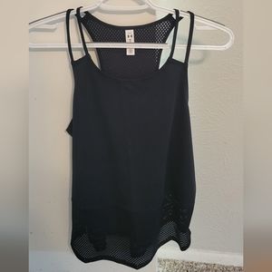 Under armour black mesh running tank